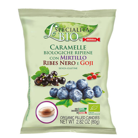 Cukierki z nadzieniem borówka, czarna porzeczka, goja Serra 80g BIO