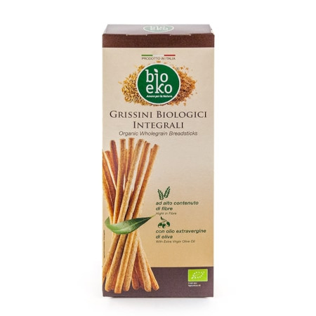 GRISSINI INTEGRALI włoskie paluchy chlebowe pełnoziarniste Bioeko 125g BIO