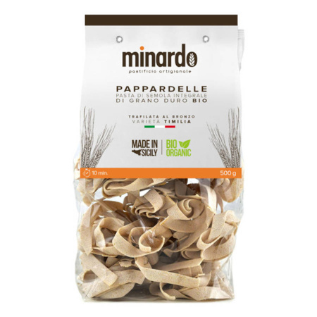 MAKARON PAPPARDELLE INTEGRALI WSTĄŻKI PEŁNOZIARNISTY BIO 500g Minardo