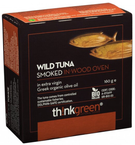 Dziki tuńczyk wędzony, w ekologicznej oliwie z oliwek extra virgin 160 g thinkgreen