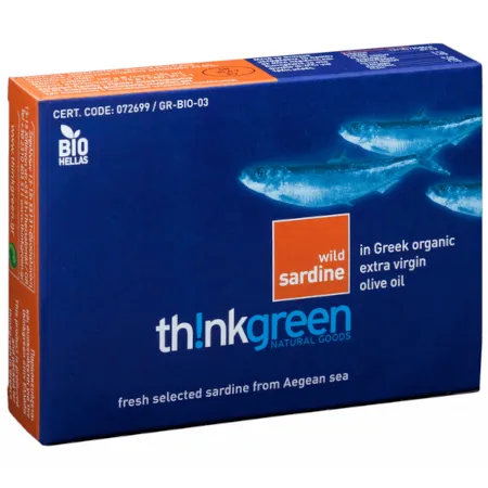 Dzikie sardynki w ekologicznej oliwie z oliwek extra virgin 95 g thinkgreen