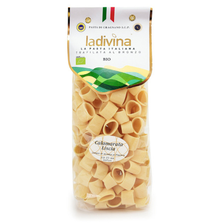 Włoski makaron CALAMARATA LISCIA duże rurki BIO 500 g La Divina