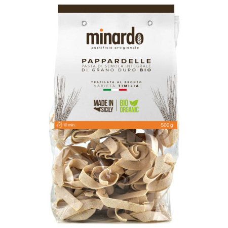 Makaron pełnoziarnisty szerokie wstążki Pappardelle Integrali BIO 500 g Minardo
