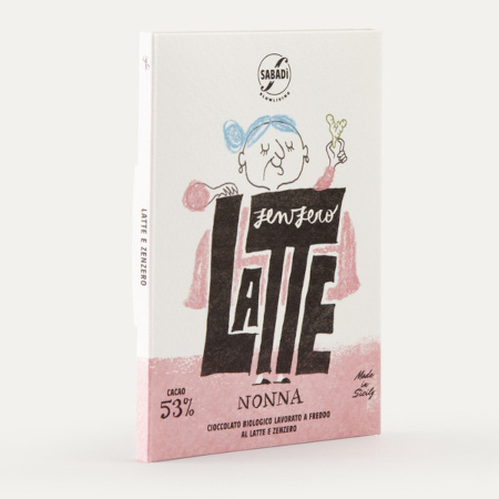 Czekolada mleczna NONNA 53% z imbirem BIO 50g Sabadi