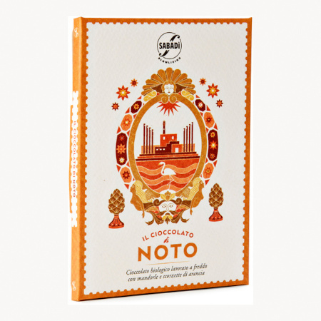 Czekolada włoska NOTO 60% migdały i skórka pomarańczy BIO 50g Sabadi