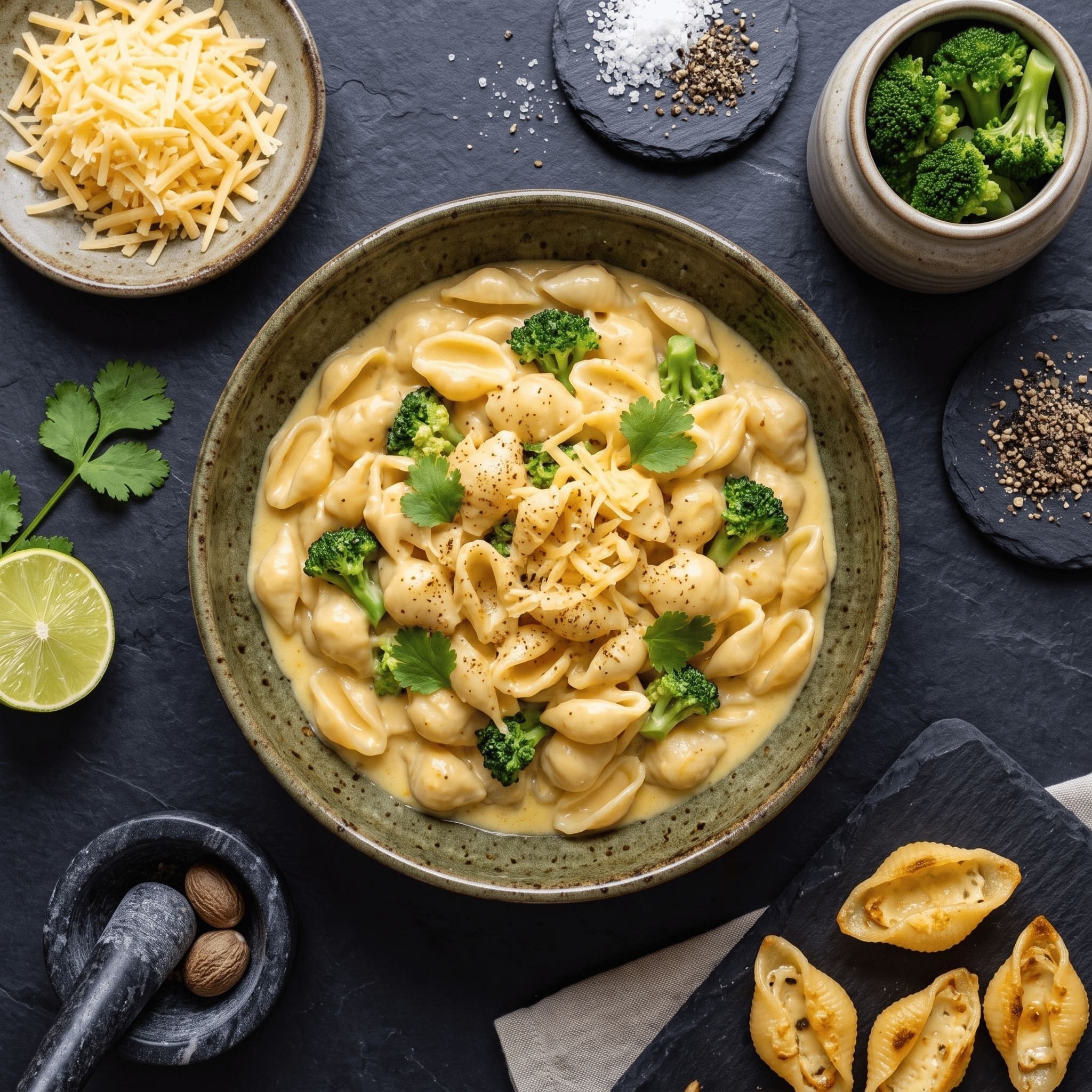 Makaron gnocchetti (muszelki) w gęstym sosie serowo-brokułowym