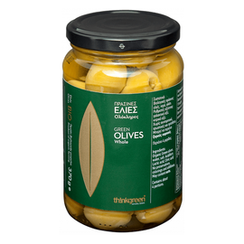 Greckie zielone oliwki z pestkami, w zalewie - thinkgreen BIO 370 g
