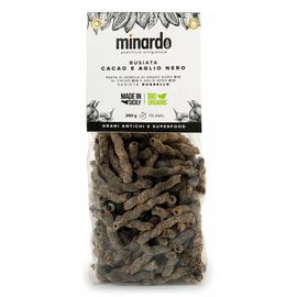 MAKARON BUSIATA CACAO E AGLIO NERO kakao i czarny czosnek BIO 250G SUPER FOOD Minardo