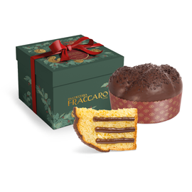 Włoska babka Panettone z kremem orzechowo-czekoladowym i polewa czekoladową Crema al Gianduia 750g Fraccaro