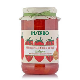 POMIDORY BEZ SKÓRKI W SOSIE WŁASNYM Pomodori pelati interi al naturale Bio 550g Inserbo