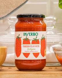 POMIDORY BEZ SKÓRKI W SOKU POMIDOROWYM Pomodori pelati interi in succo BIO 550g Inserbo