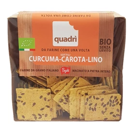 QUADRI SOTTILI CURCUMA CAROTA LINO włoskie krakersy zbożowe kurkuma, marchew, len Figuli 100g BIO