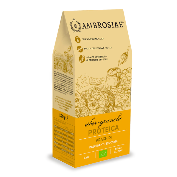 Granola ÜBERGRANOLA PROTEICA ARACHIDI proteinowa z orzeszkami ziemnymi BIO bezglutenowa 250G Ambrosiae