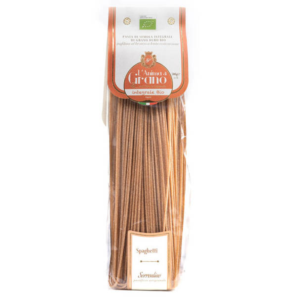 MAKARON SPAGHETTI INTEGRALE NITKI PEŁNOZIARNISTY BIO 500G L'Anima di Grano Pastificio Sorrentino